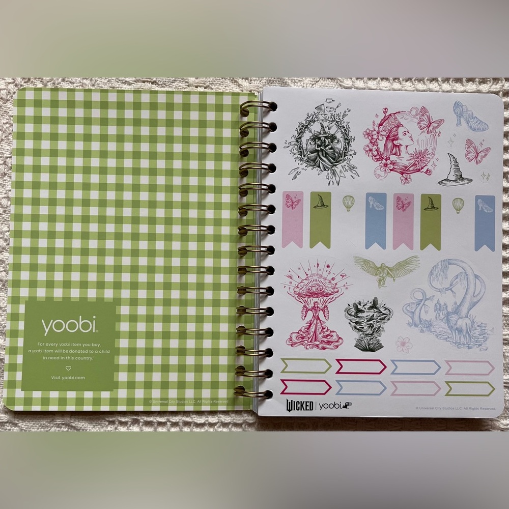 Wicked x Yoobi Journal Lined Spiral Notebook & Stickers Limited Edition NWT - Picture 2 of 5